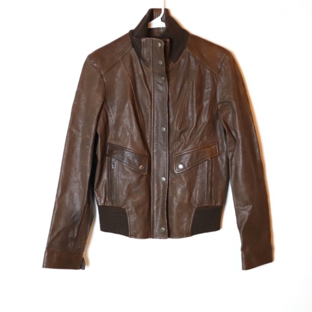 Cole Haan Bomber Biker Jacket 100% Lambskin Womens